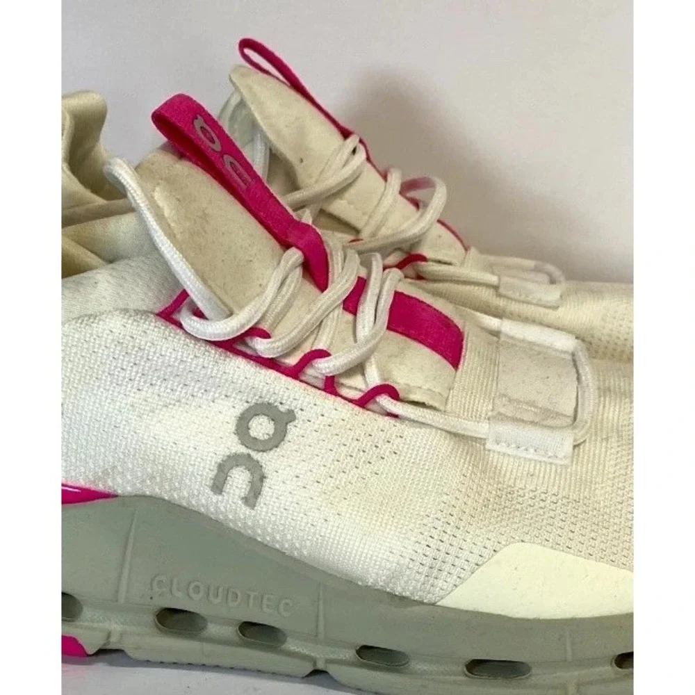 On Cloudnova 26.98495 Women's Sneakers 7M White Carnation Athletic Running Shoe